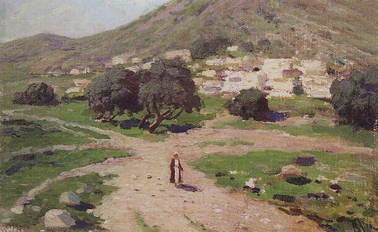 stunning oil painting handpainted on canvas-At the foot of the mountain
