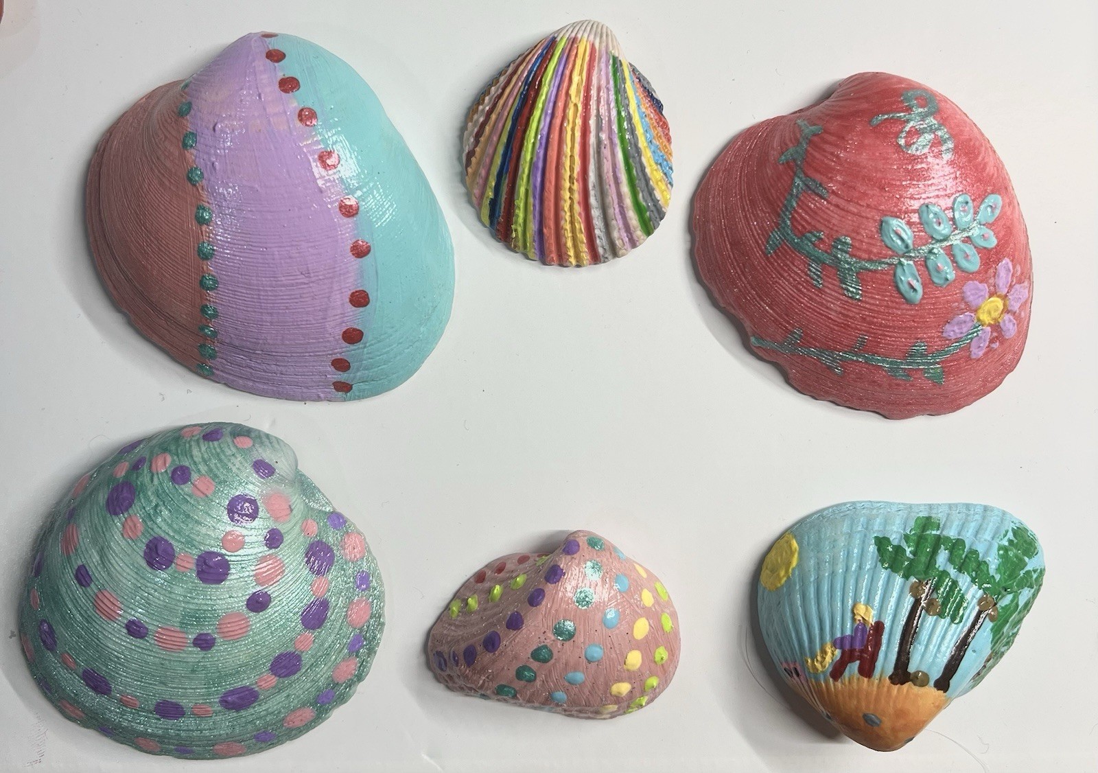 Set Of 4 Hand Painted Sea Shells From Sanibel Beach