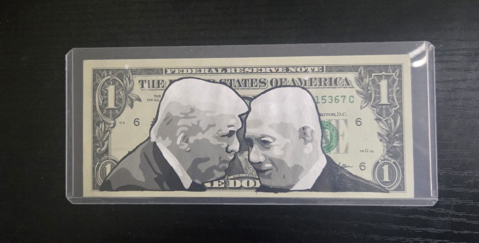 TRUMP. NETANYAHU. AMERICA.Hand Painted. New Bank Note. Real USD Dollar Bill. COA