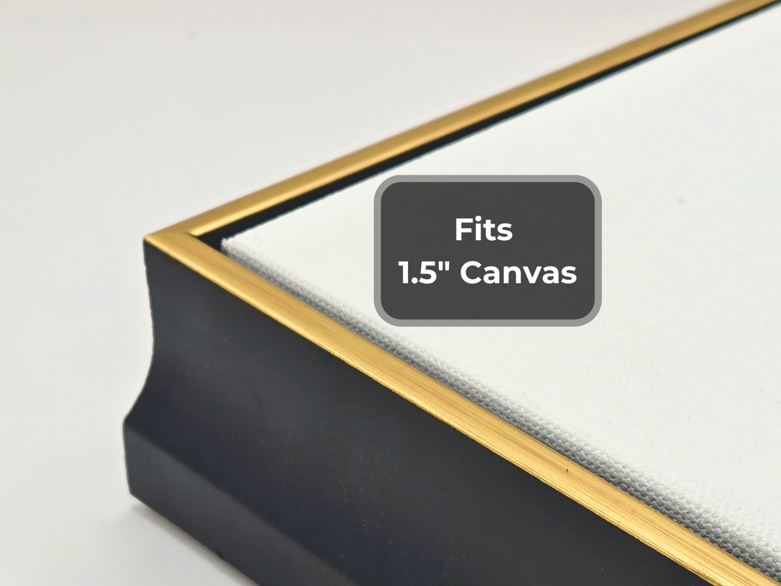 Black Floater Frame with Gold Edge for Canvas 1.5″ – Custom Sizes Available