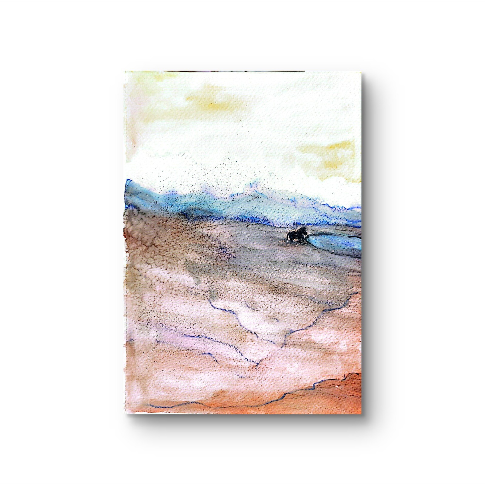 Wild Horse Finds Water Contemporary Expressionist Original 7×10 Watercolor