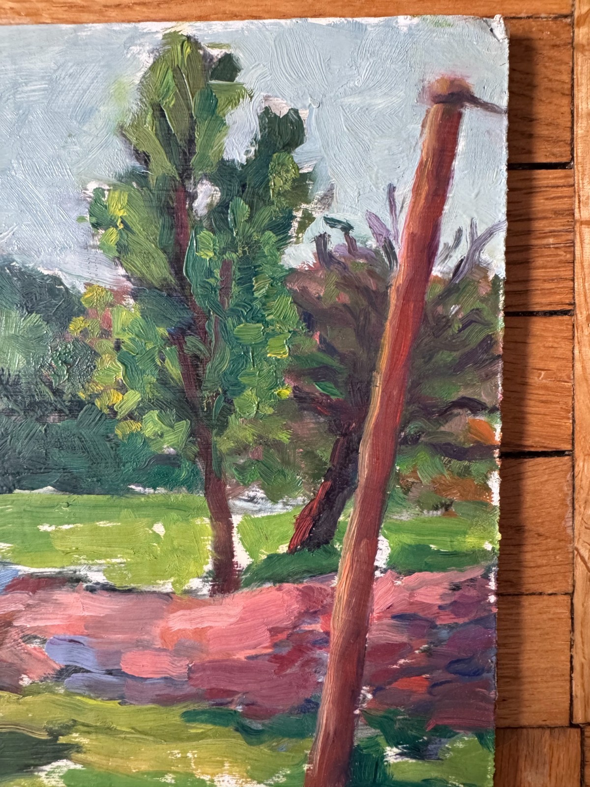Vintage Painting Acrylic On Cardboard Landscape 9 x 11 Peter Feldman OOAK