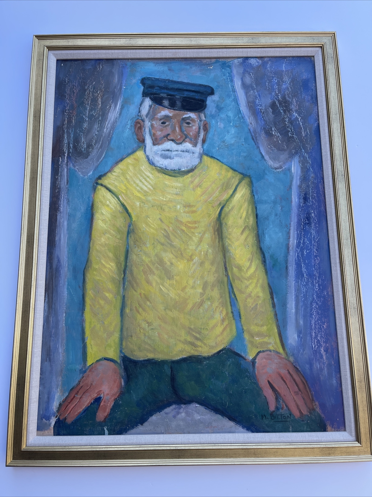Mid Century Painting New Jersey Maurice Bilton Listed PORTRAIT modernism wpa