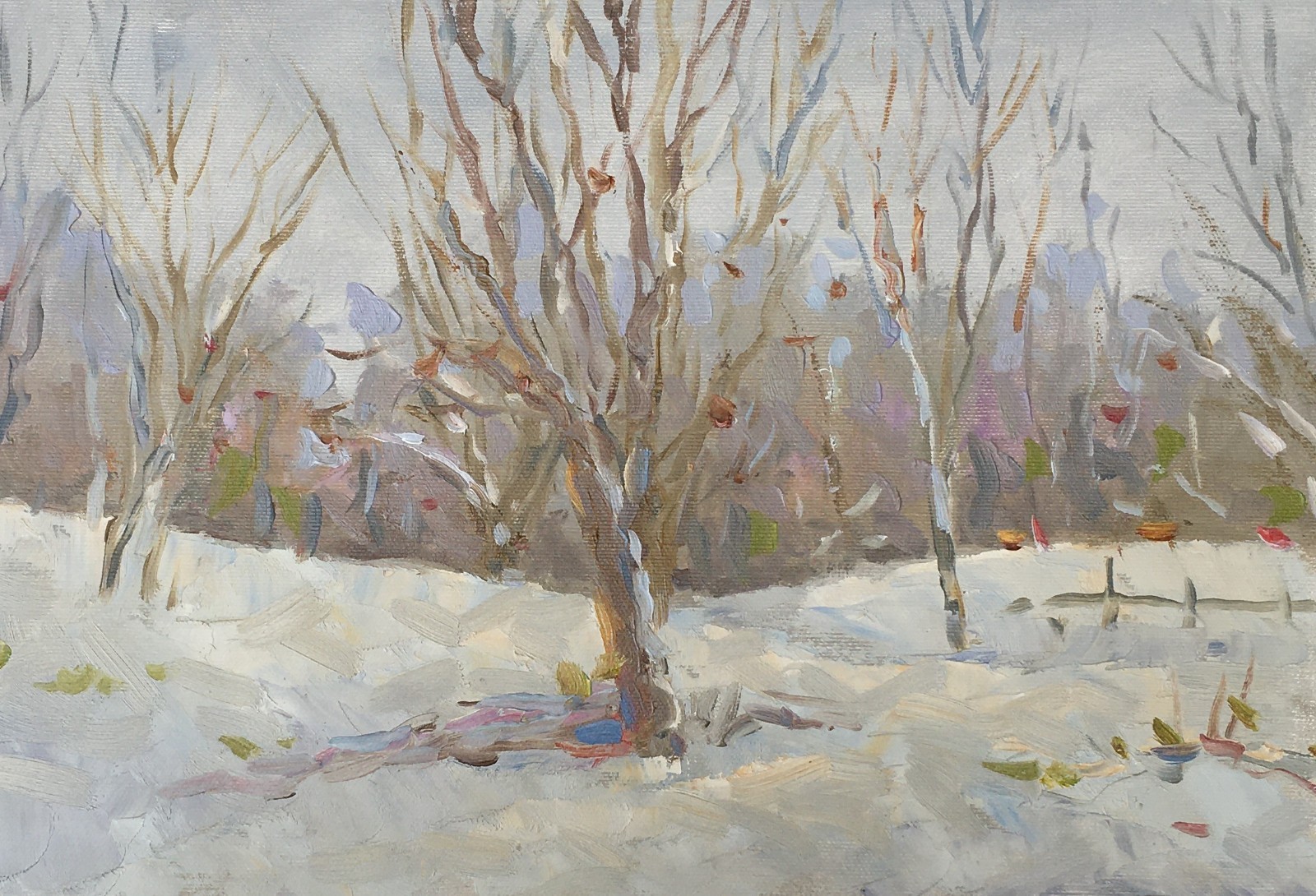 Oil painting Winter Ukrainian painter canvas Unframed original Decor landscape