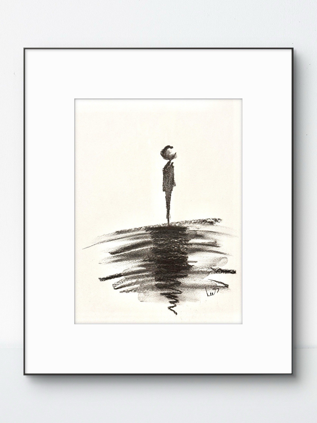 SAMATOWIC Original Abstract Figure 9X12 Charcoal Paper Handmade Signed 25