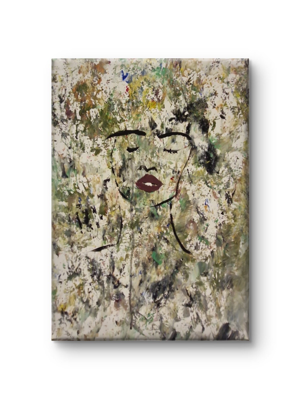 Abstract Woman Face Impasto Texture Acrylic Painting 30x40cm Signed Canvas Art