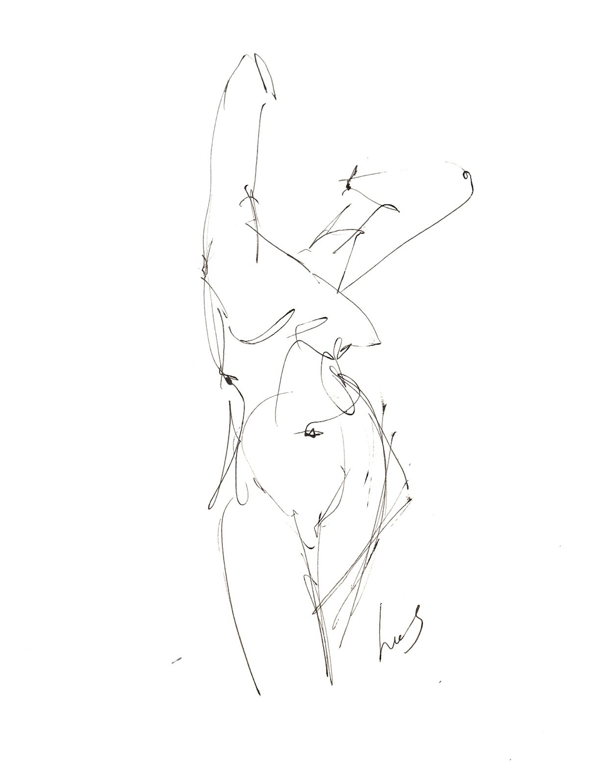 SAMATOWIC Original Abstract Woman 9×12 Paper Ink Sketch Signed Fine Art 28