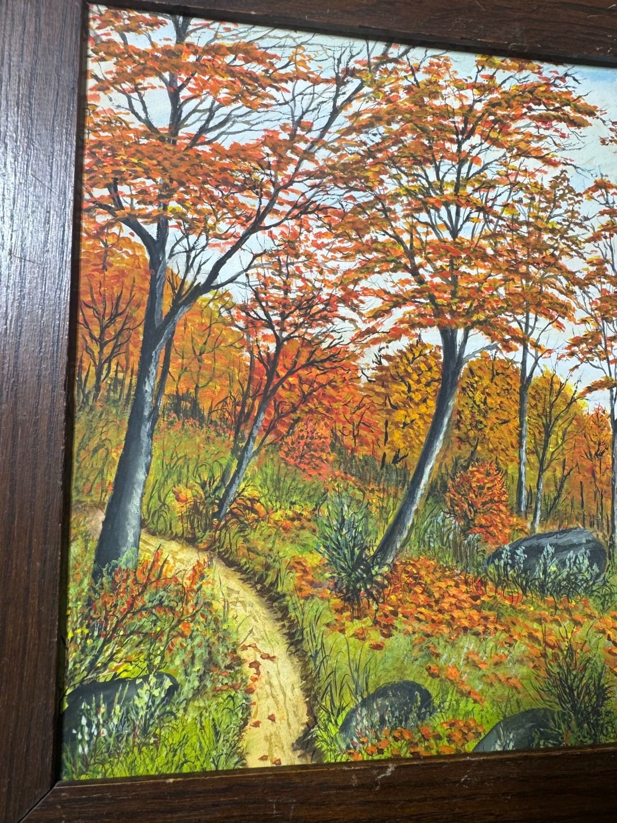 Vintage F.M Dyer «Fall River Landscape Scene» Oil Painting – Signed And Framed