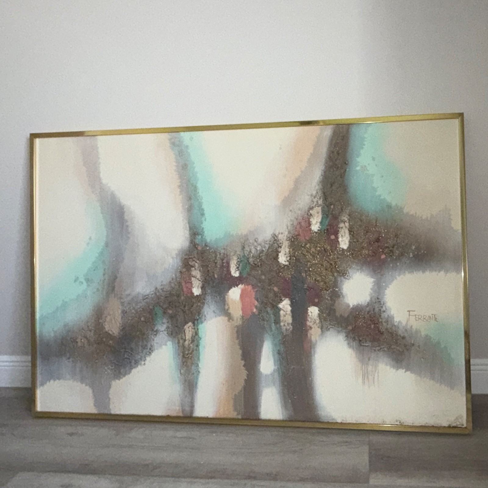 Ferrante Signed Framed Large Abstract Art Painting Wall Decor, Single Piece