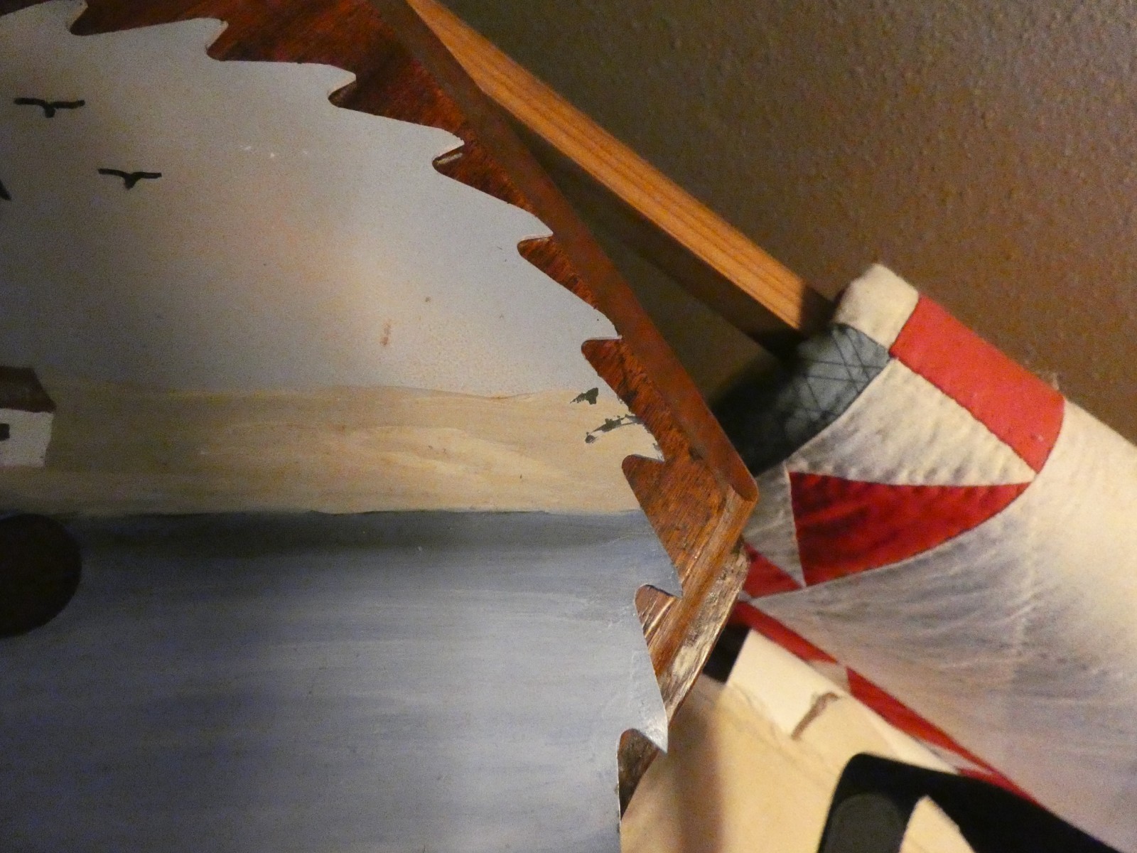 Saw Blade Original Oil Painting Artist Signed Lighthouse Reversible Lake