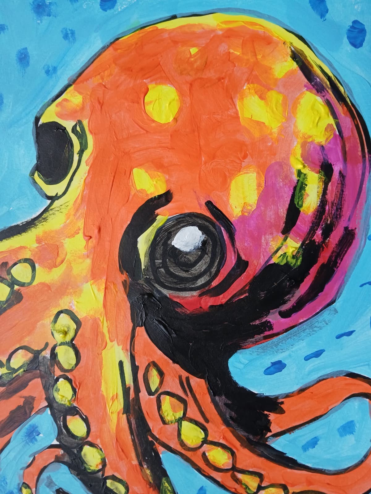 Abstract/Expressionism Octopus 11×14 One of a Kind Colorful Street Art Painting