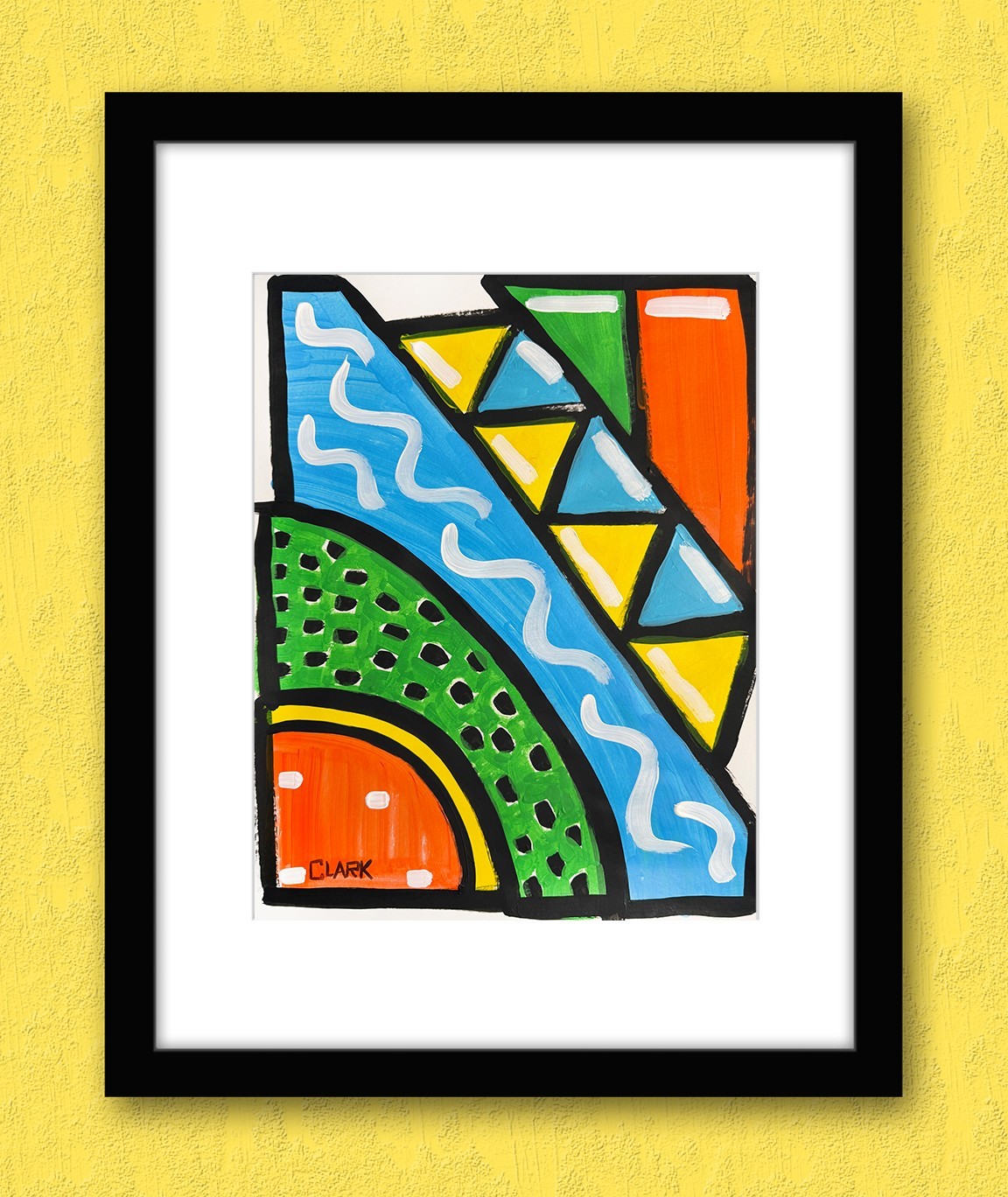 Original Cubism Geometric Shapes – 14×11″ Acrylic Painting On Mixed Media Paper