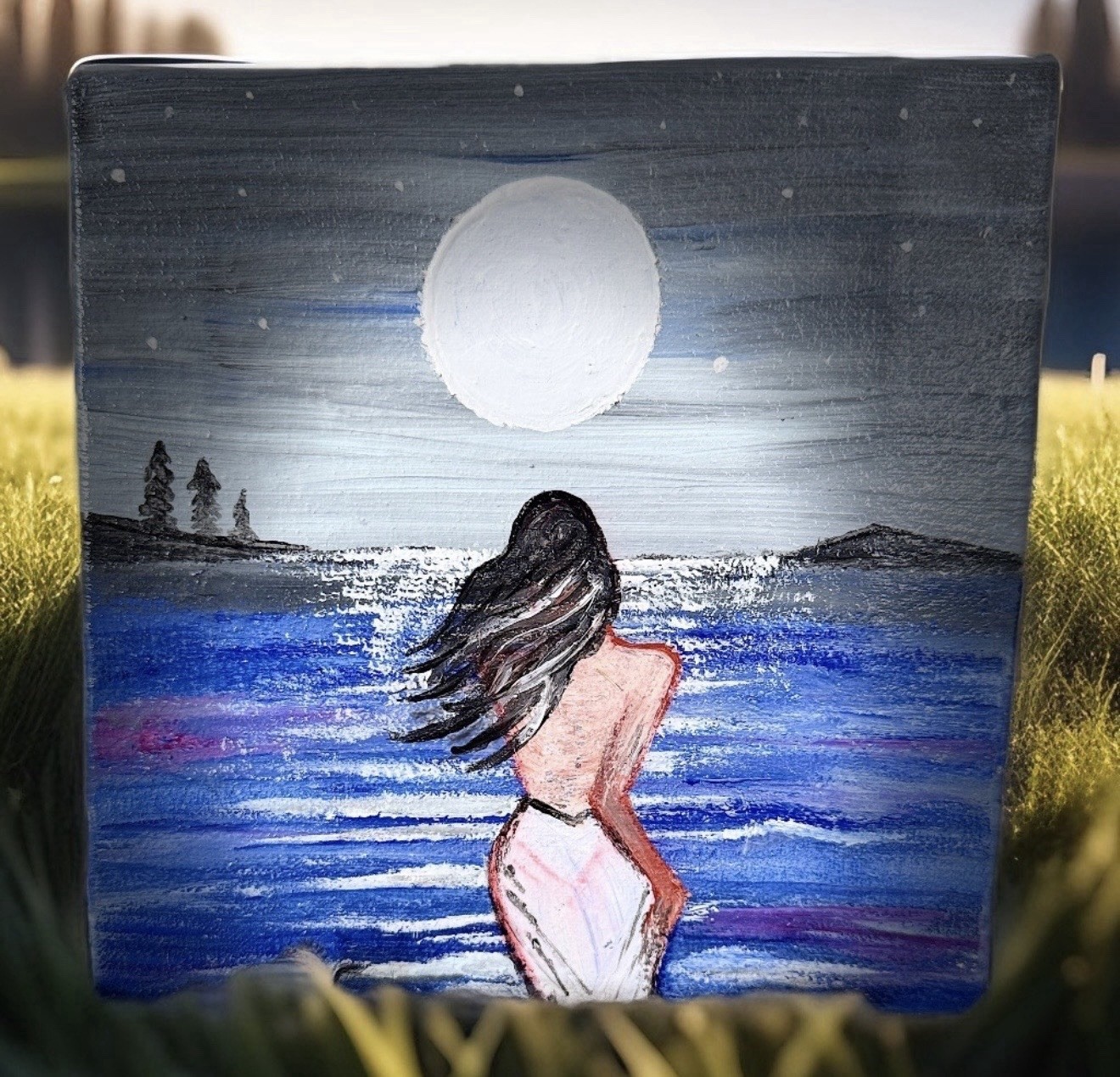 Handmade Original Canvas Artwork – Modern Wall Decor -elegant Women Artwork