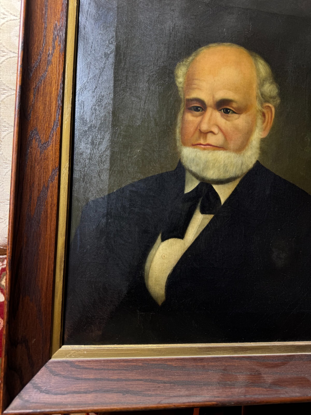 Superb American School «Formal Adult Male Portrait» Oil Painting – Framed