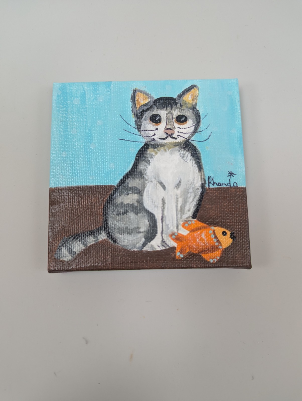 Cat #1 4in x4in x0.5in Acrylic on Canvas