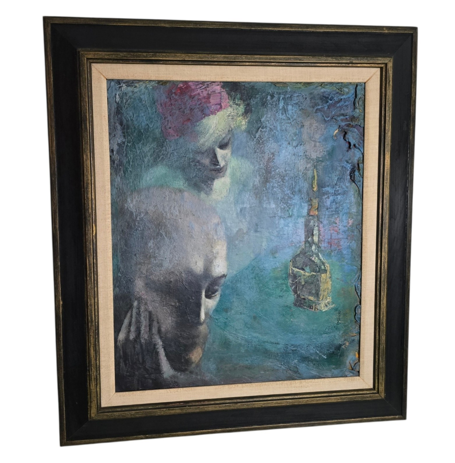 VTG Original Signed Irv Docktor Complex Abstract Textured Framed Canvas Painting