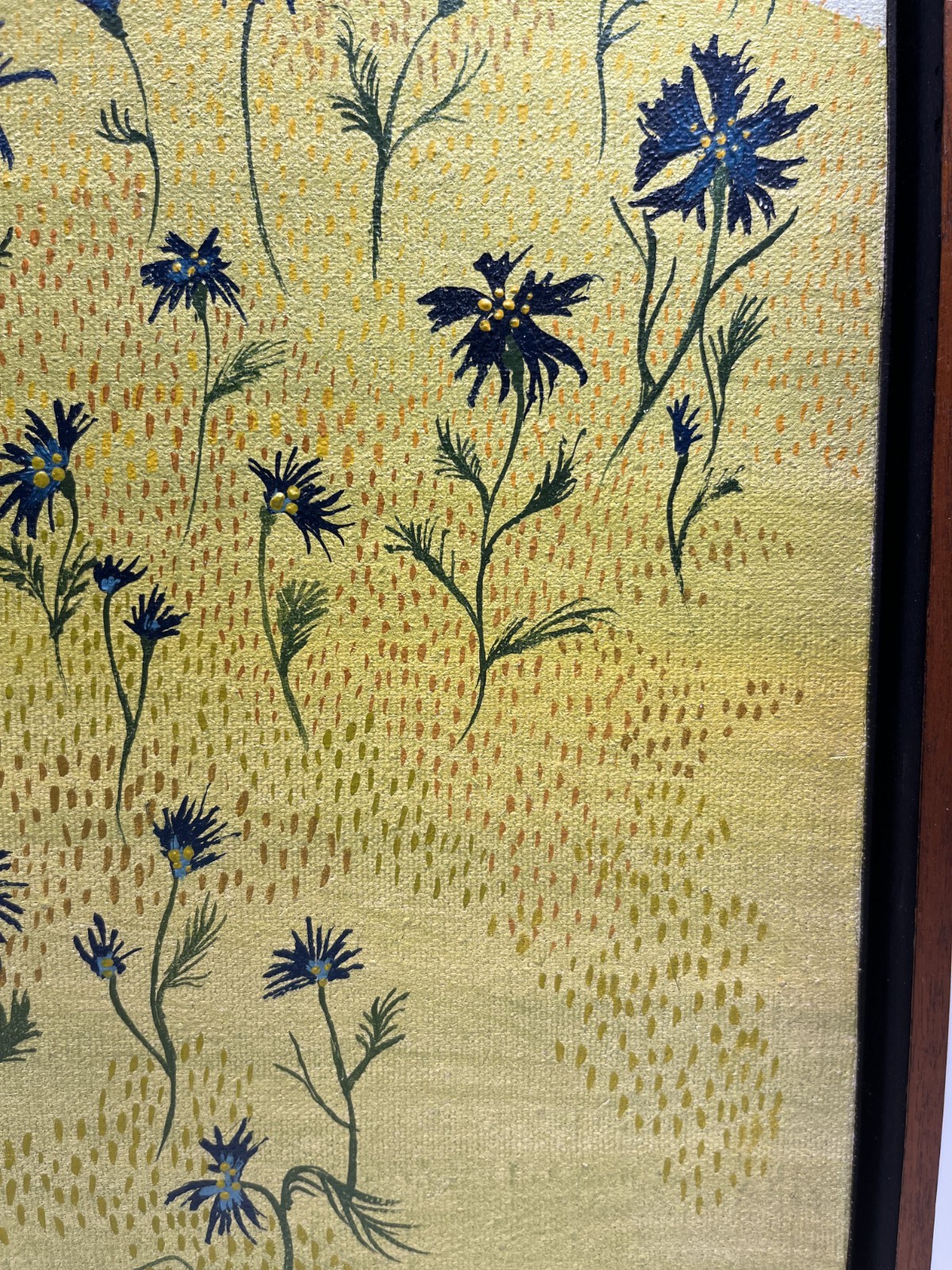 KRISTIN NELSON 70S MID CENTURY ABSTRACT FLOWERS NAIVE FOLK ART OIL PAINTING