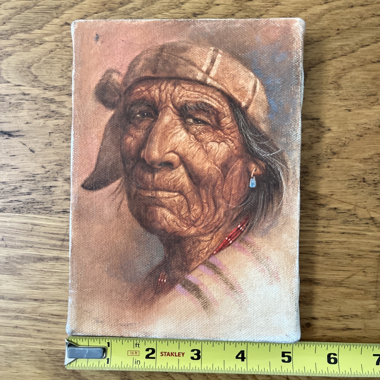 Tony M. Sandoval ( Dine (Navajo) 1943-2021) “ Navajo Man “ Oil on Canvas 5” X 7”