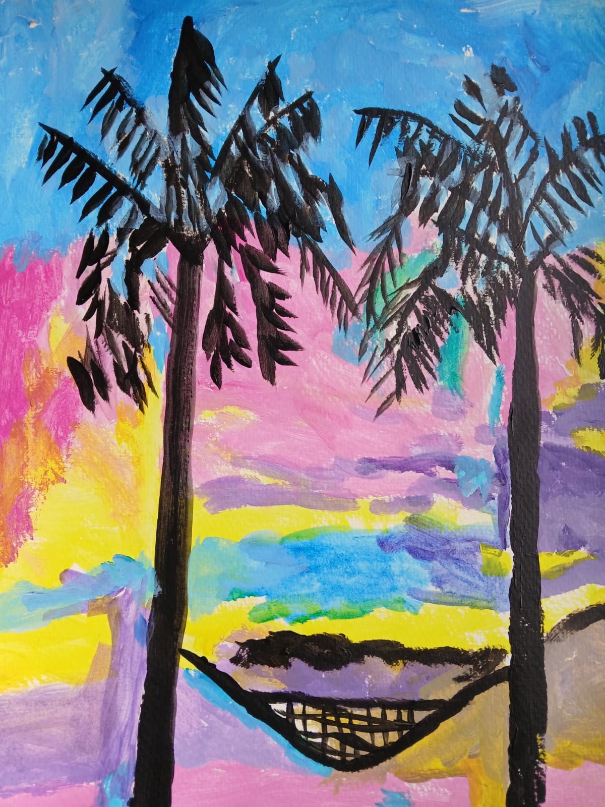 Abstract/Impressionism 11×14 Hammock colorful Handmade Street Art Painting