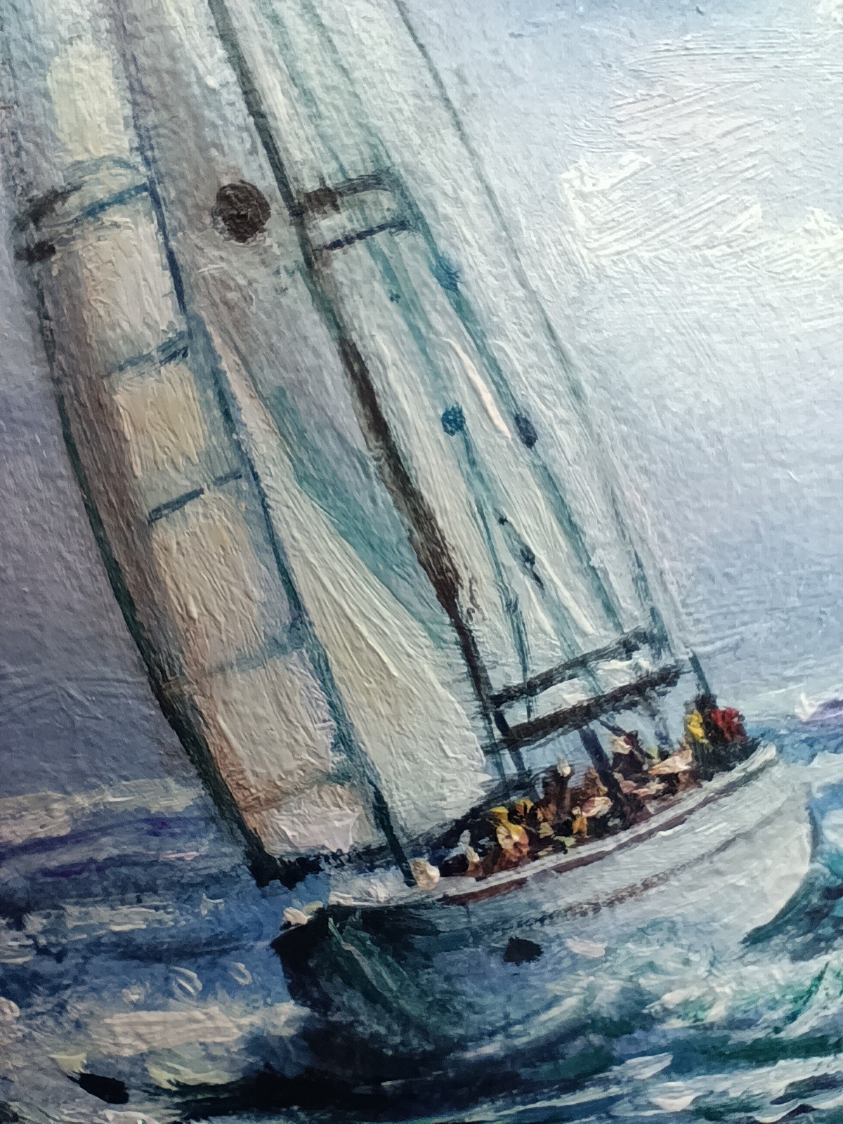 Sailboat Original Oil Painting 4×6 Framed Signed Yacht Marine Seascape Sea Art