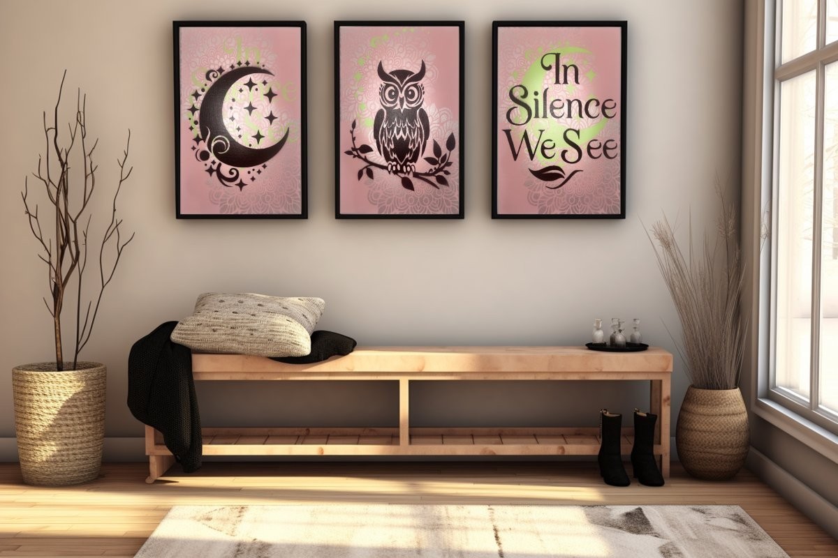 Original Boho Owl & Moon Painting – Mystical Quote Canvas Wall Art 9×12