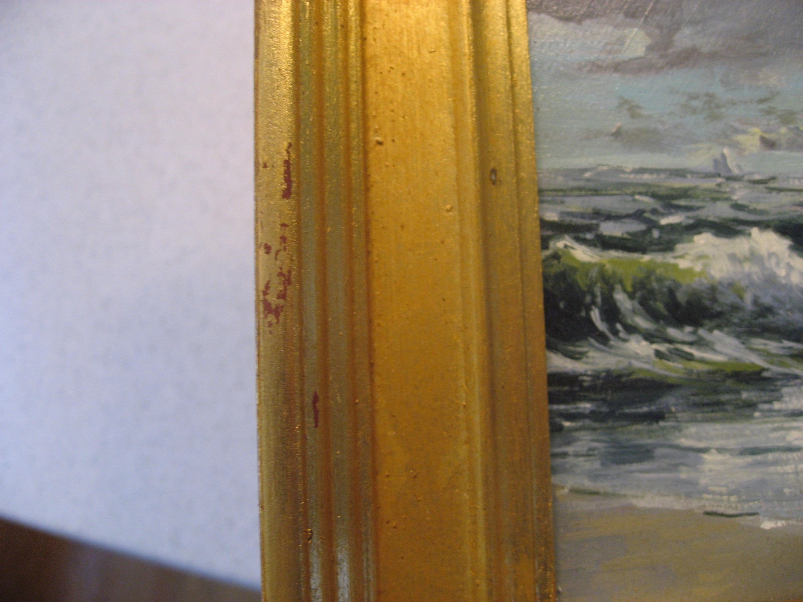 Keith Oehmig Painting Titled «Small Point Beach» Oil on Board Framed