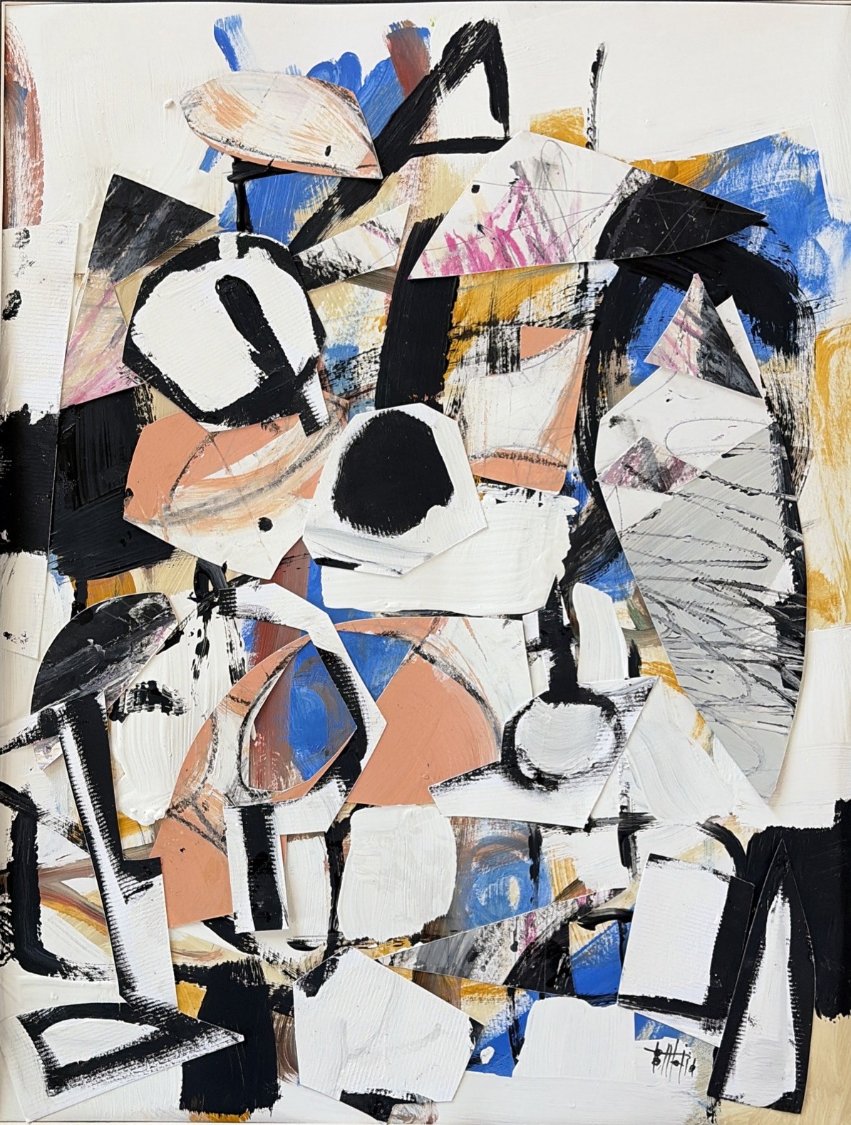 Beto Mejia Original Modernist Abstract Expressionist Art Painting Collage
