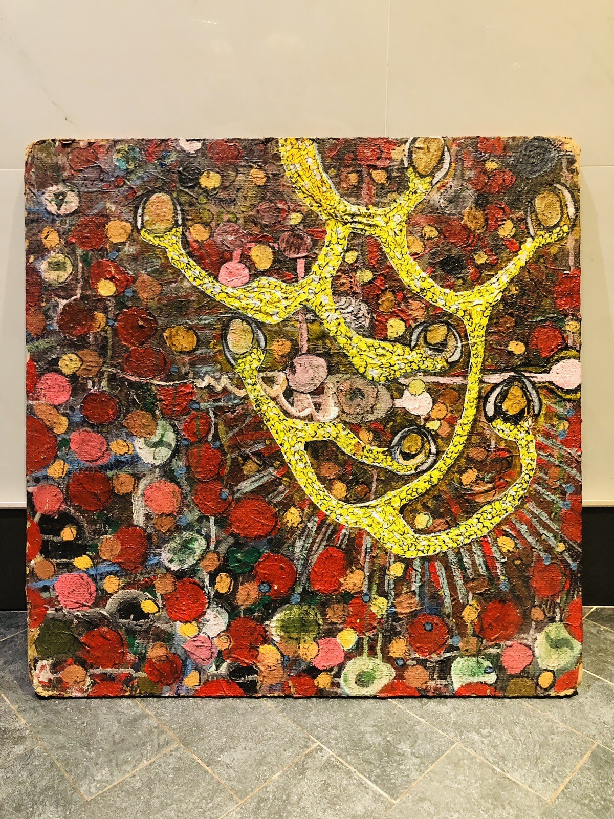 Vintage Trippy Abstract Expressionist Oil Painting – Psychedelic Fantasy 1960’s