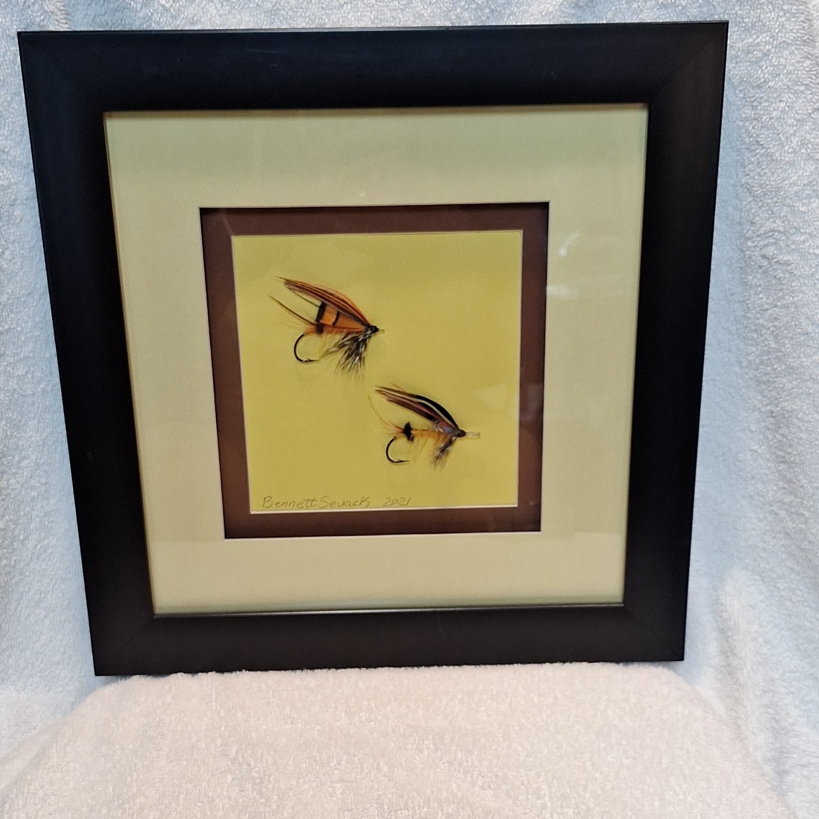 Bennett Sevack 2021 Signed Original Salmon Flies, Framed 12″x12″