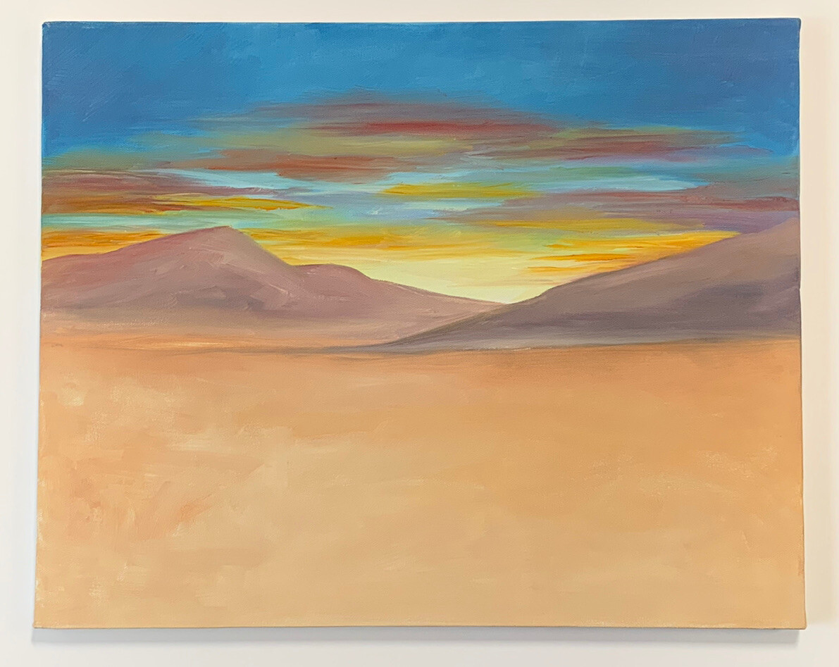 Painting Mountain Landscape Sunset Sand Dunes Desert Original Arizona Gillingham