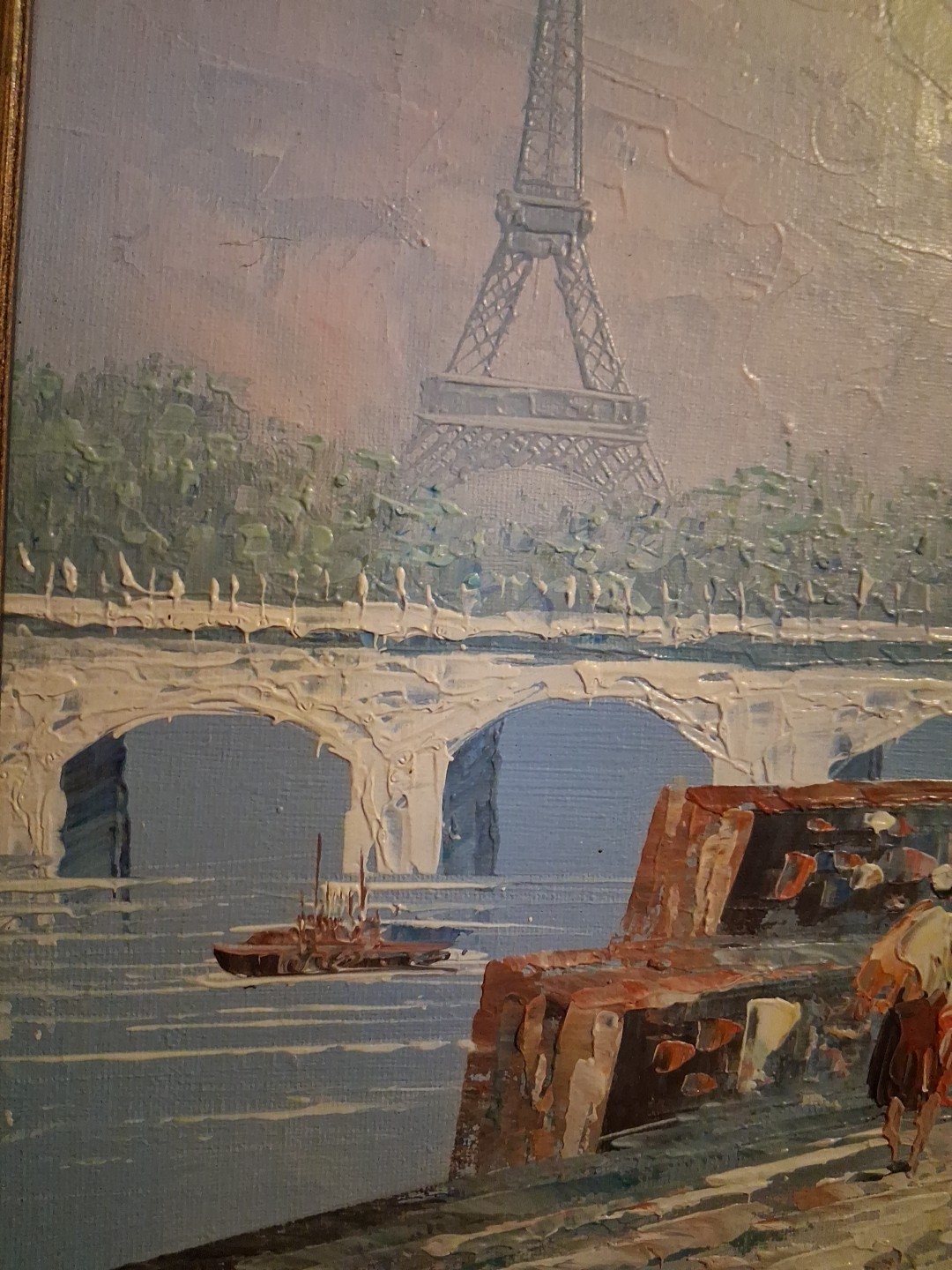Vintage Burnett Paris Street Scene Fine Art Oil On Canvas Painting Framed