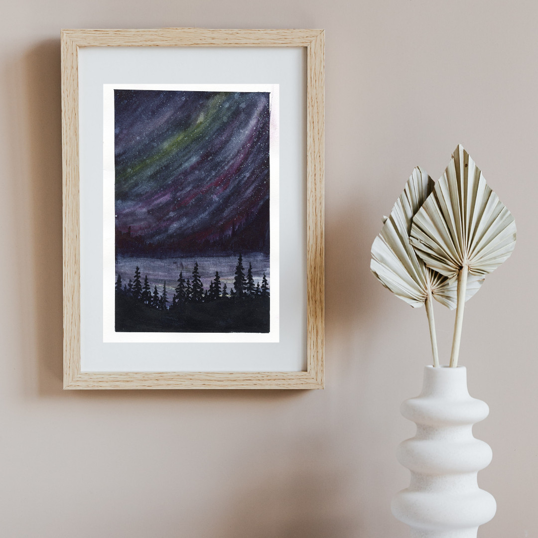 ORIGINAL PAINTING OOAK Aurora Borealis #2 6×9 Inches