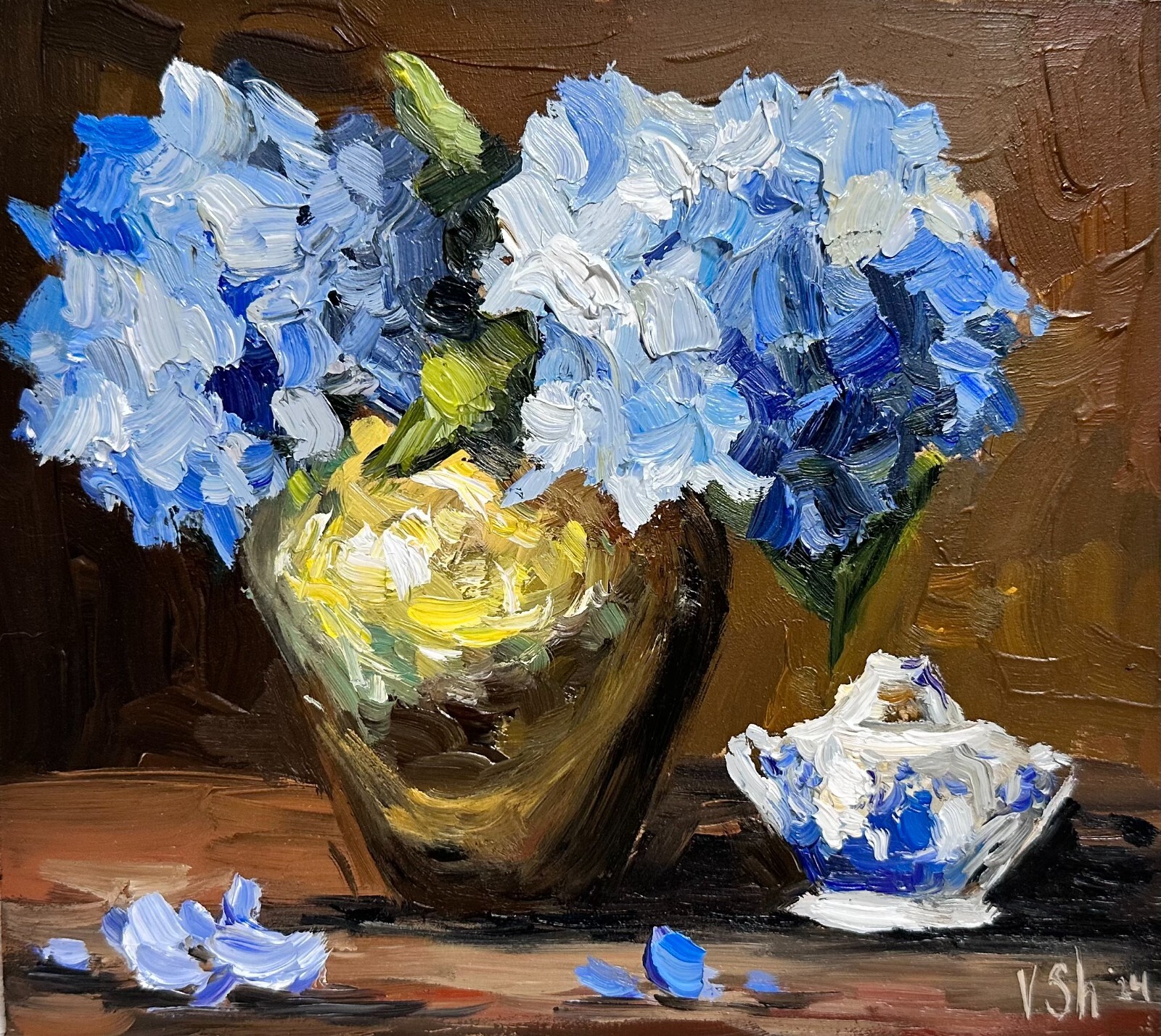 Hydrangea Painting Original Art Impasto Oil Flower Still Life MADE TO ORDER