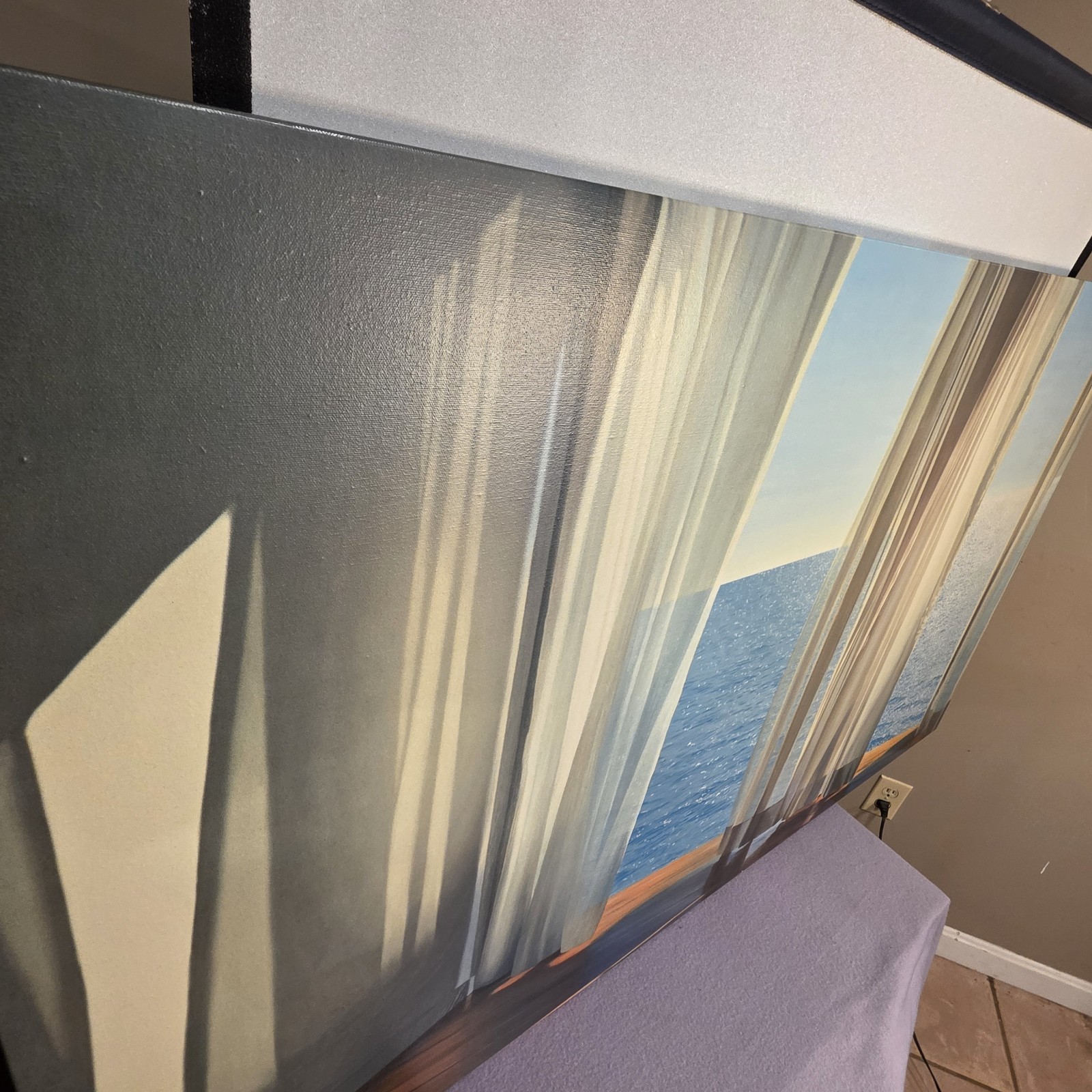 Alice Dalton Brown Blues Come Through Large Canvas Painting 31.5×52.25 Seascape