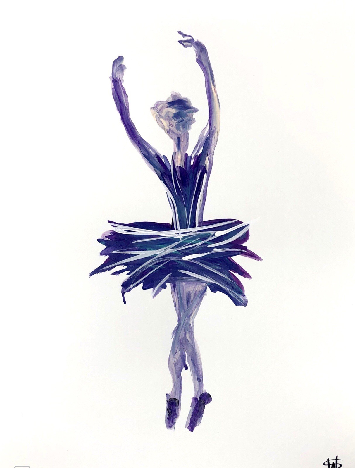 Figurative ballerina dancer modern wall art painting 14X11 Gallery Paper ooak