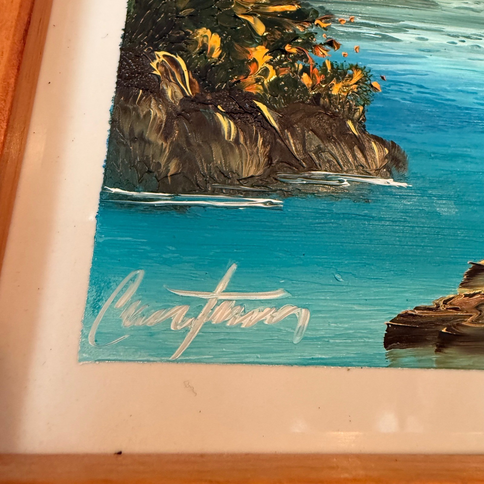 Cristian Ramirez Original Oil on Tile Waterfall Landscape Cancun Mexico 13×9