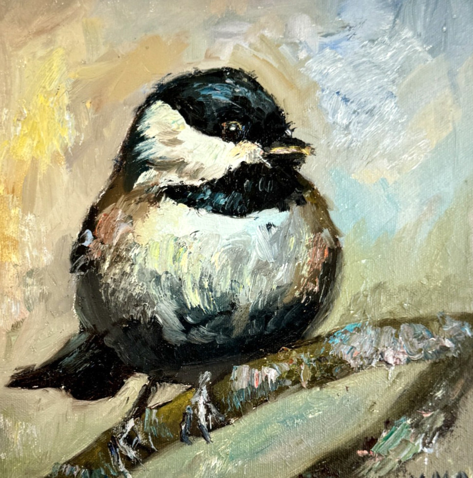 Original Oil Painting Bird Wall Art Signed Living Room Decor 8×8 textured art