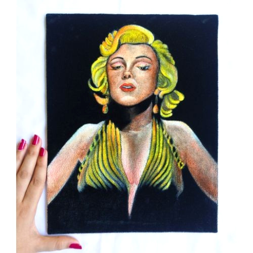 Marilyn Monroe Black Velvet UV Paint & Acrylic Original Paint 8.5×11 Art NEW