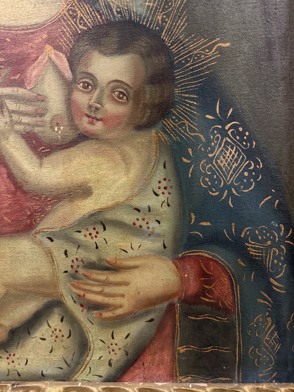 Virgen de la Leche (Nursing Virgin) Framed Oil on Canvas 24” x 30”
