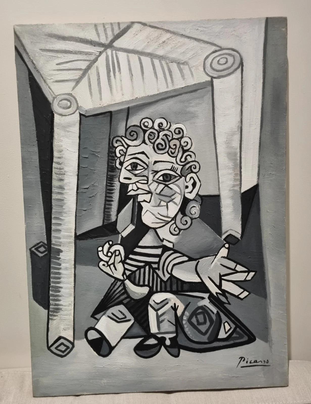 Pablo Picasso, Handmade Oil Painting On Canvas, Signed, Stamped 50cm x 70cm