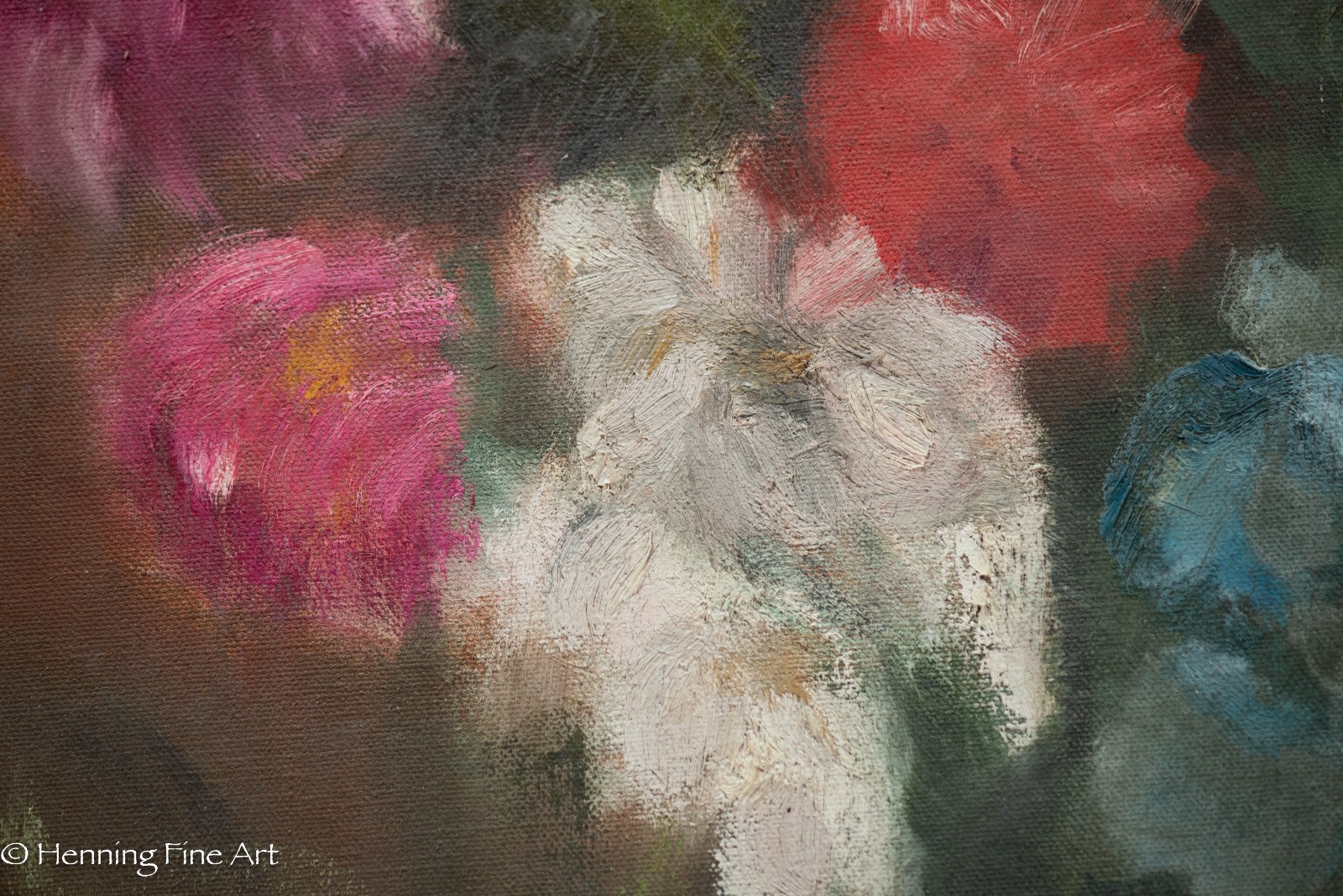 Stunning Mid Century Expressionist Colorful Oil Painting Floral Still Life 30×24