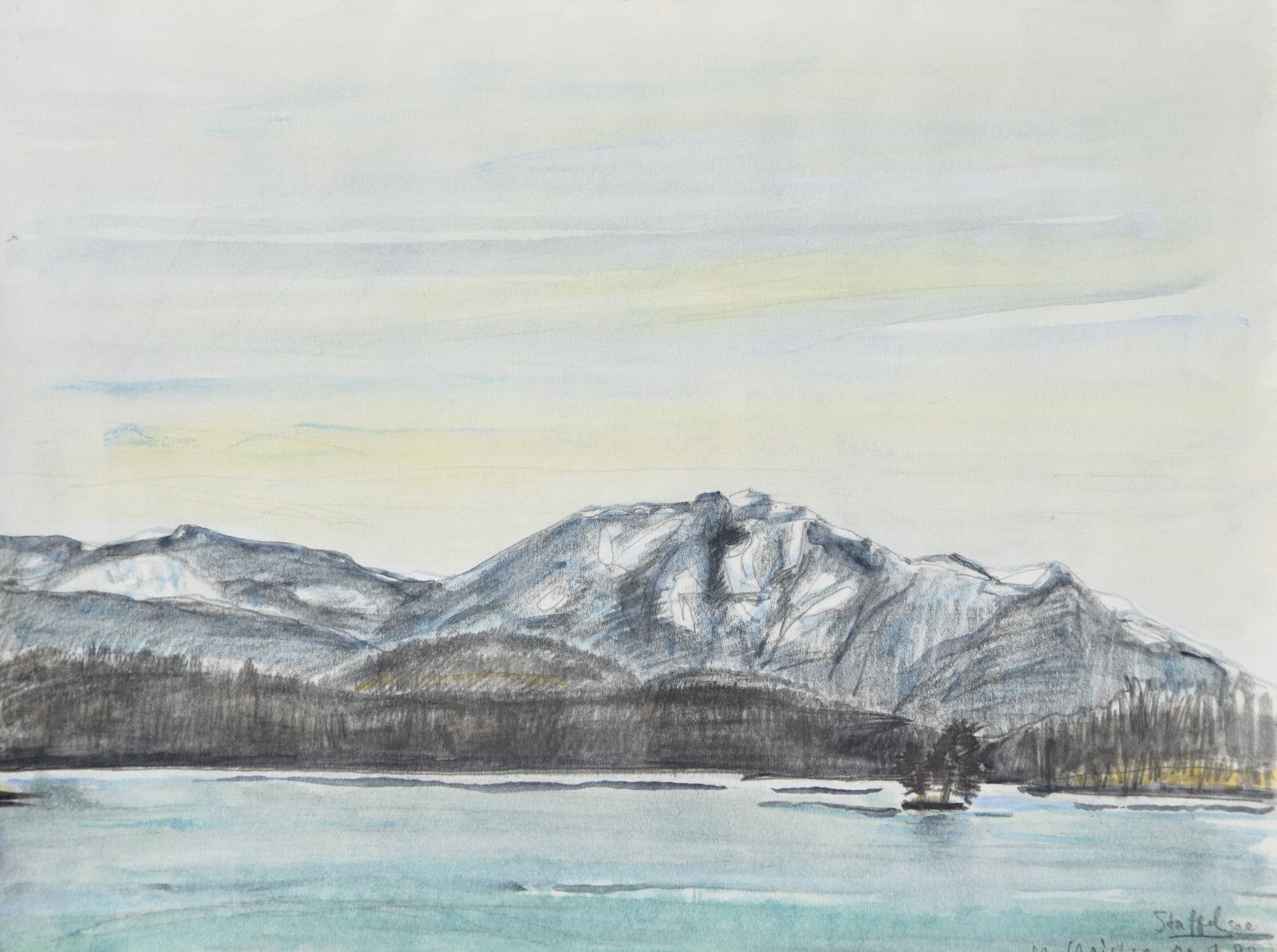 Lambert Heimes 20. century Düsseldorf/watercolor 1992 Staffelsee Hanns H Heidenheim
