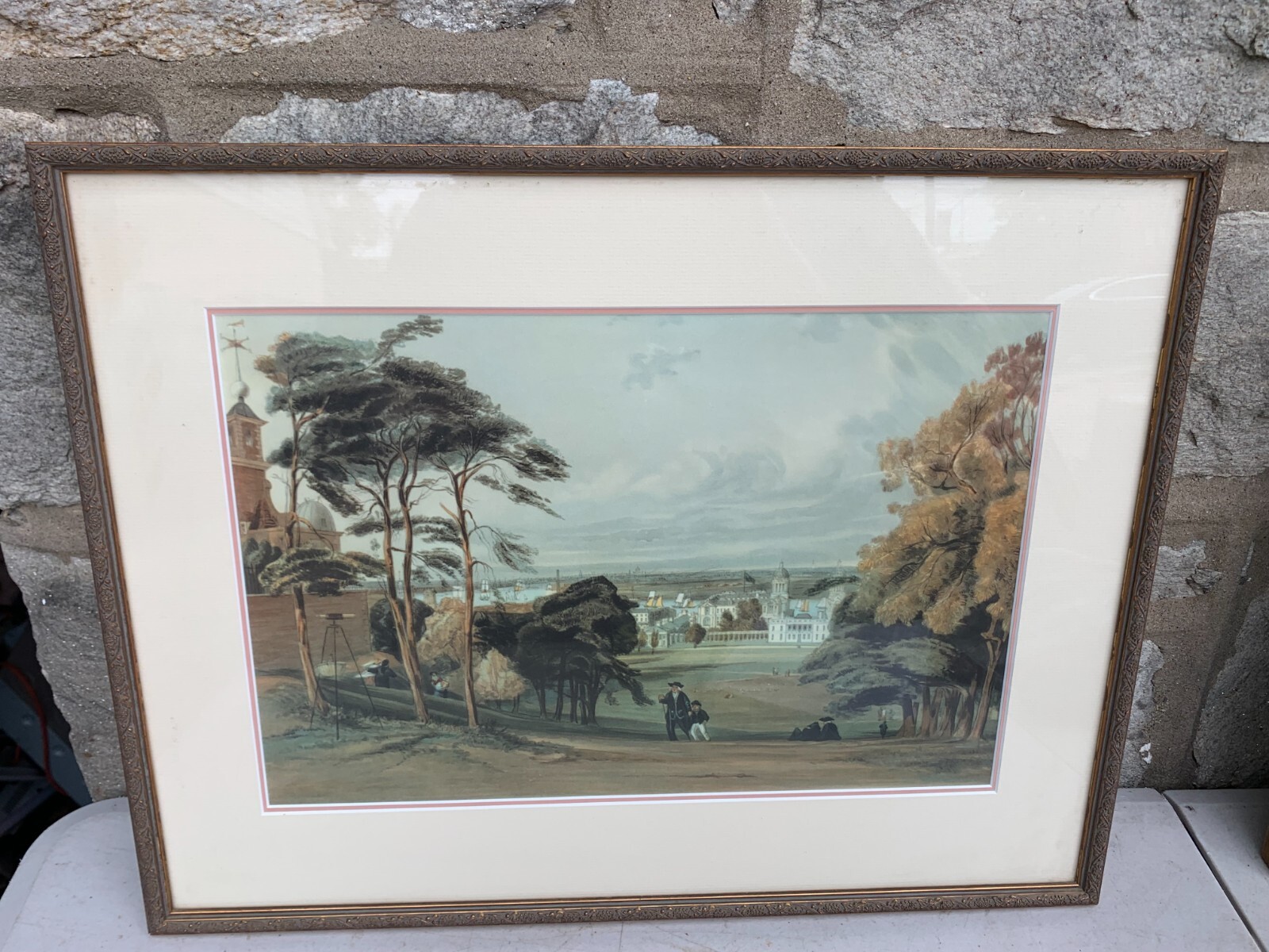 Looking from Greenwich London Thomas Shotter Boys Water Color Litho 18×22″
