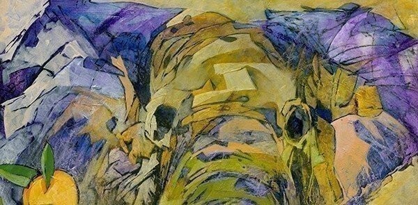 Elephant and Oranges , limited edition giclee by Yuval Wolfson , 30×24 framed