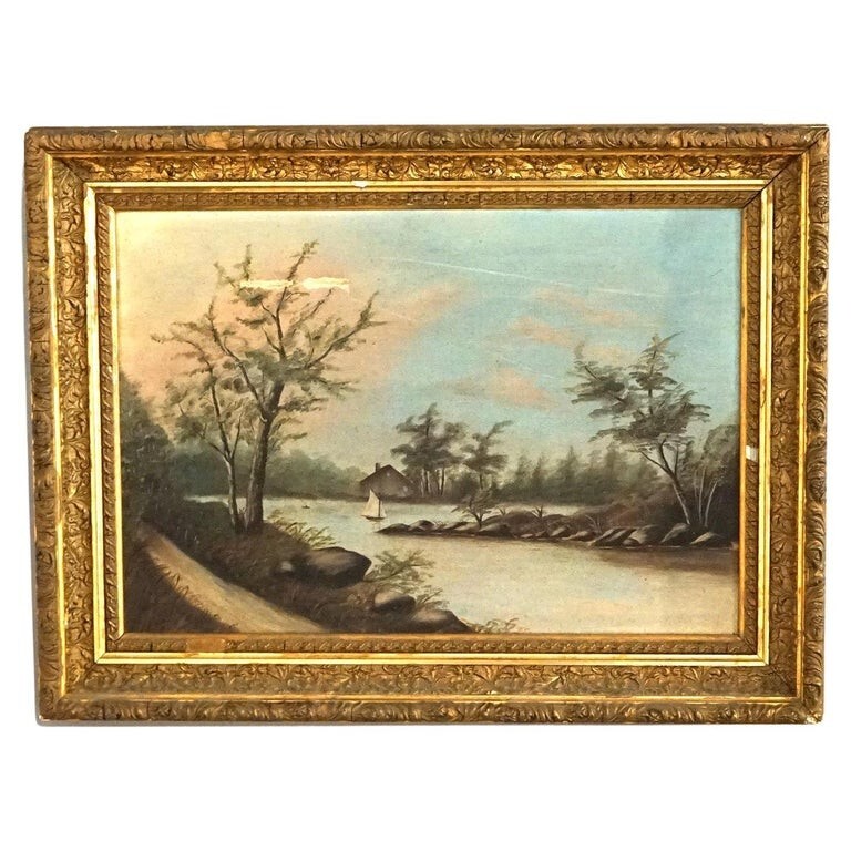 Antique Oil on Canvas Landscape Painting C1890