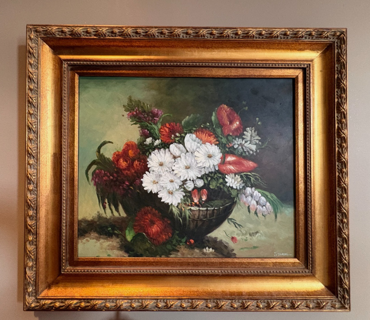 Original oil paintings on canvas, signed framed, Gold Ornate Framed Art