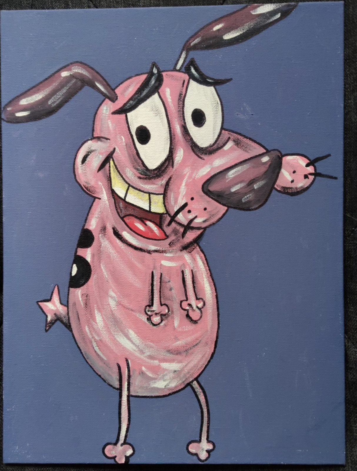 One of a Courage the Cowardly Dog Fan Art Canvas Painting – Cartoon Pop Art 8×10