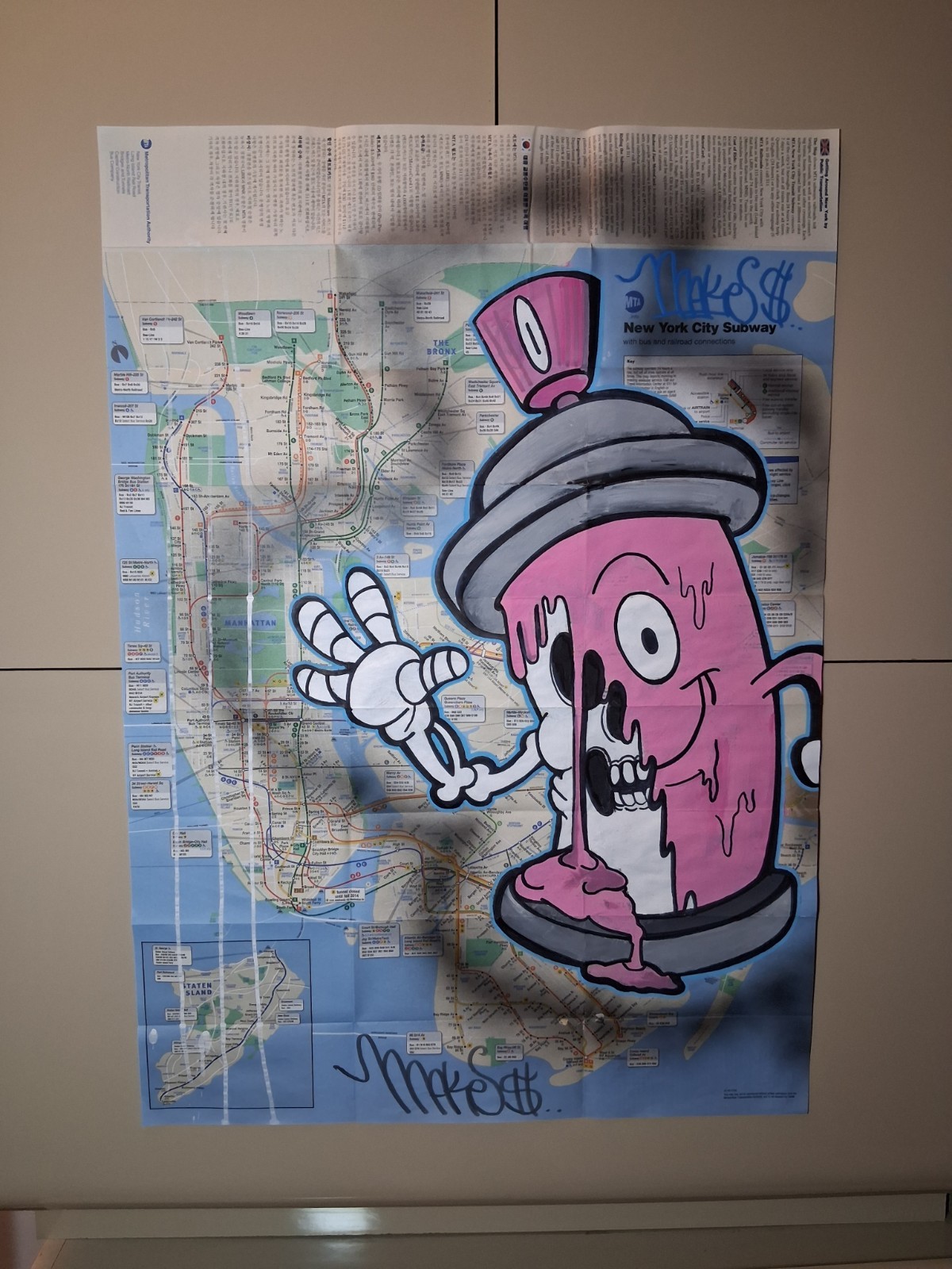 Spray can Map Painting – 23 x 34 Inches – NYC Original ✨️