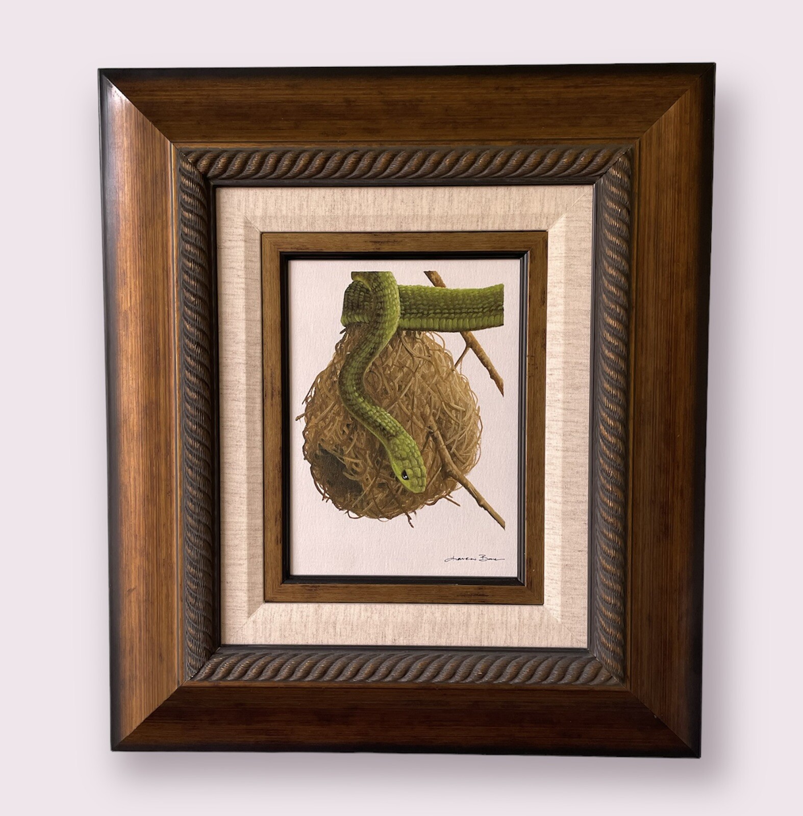 Bone Andrew “Boomslang” Snake in Tree Oil on Canvas Original 9″ x 7″ Coa