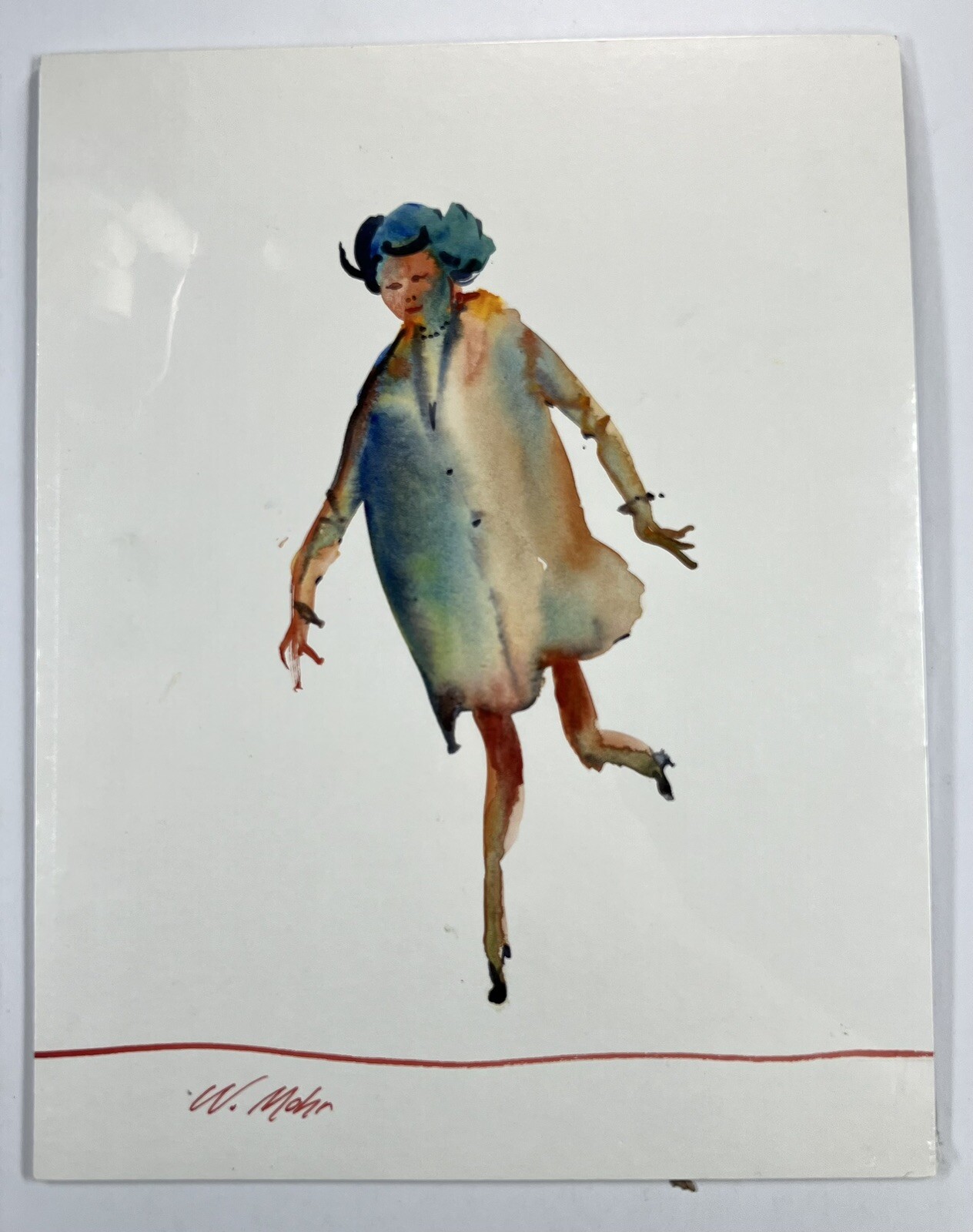 Wendell Mohr Watercolor Painting Women In Necklace Dancing 13×10” Signed Art